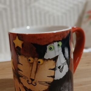 Gibson Mug with Cat Design and Red Handle